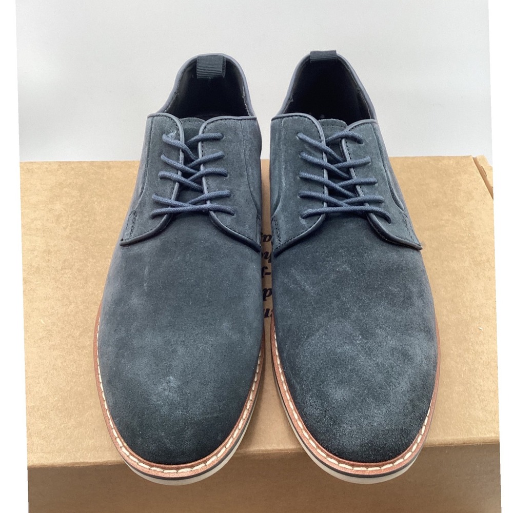 BP Mens Suede Derby Shoes Navy Blue Lace Up OrthoLite Eco Dress Shoes